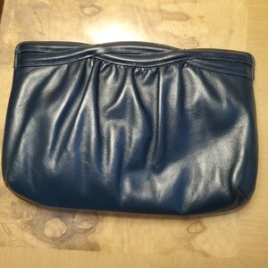 Navy Blue leather clutch purse
